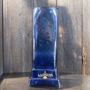 LUXOR Hotel Casino Las Vegas Nevada Large Blue Beer Mug Glass Vase Vessel Tall